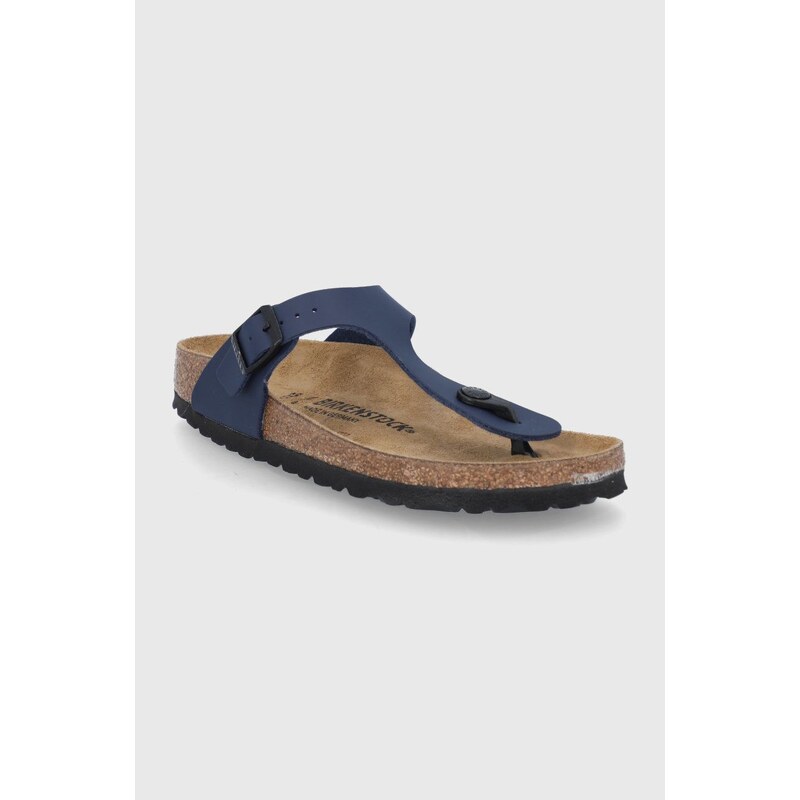 Žabky Birkenstock Gizeh dámské, tmavomodrá barva, na plochém podpatku