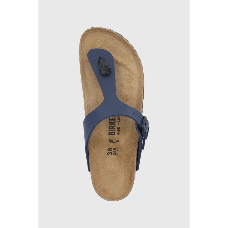 Žabky Birkenstock Gizeh dámské, tmavomodrá barva, na plochém podpatku