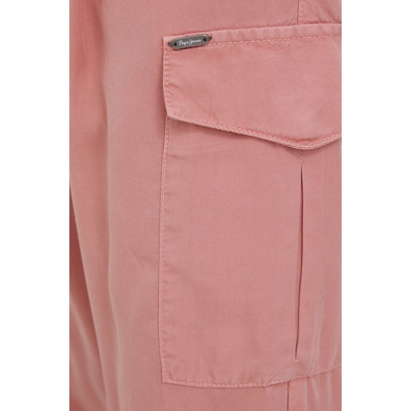 Kalhoty Pepe Jeans Jynx dámské, růžová barva, kapsáče, high waist