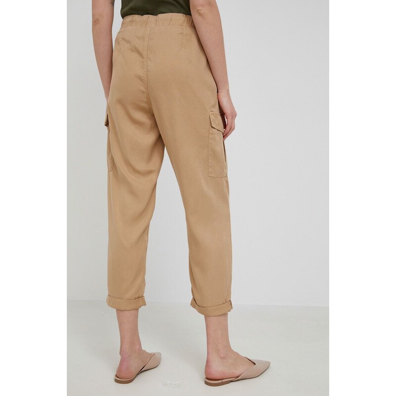 Kalhoty Pepe Jeans Jynx dámské, béžová barva, kapsáče, high waist