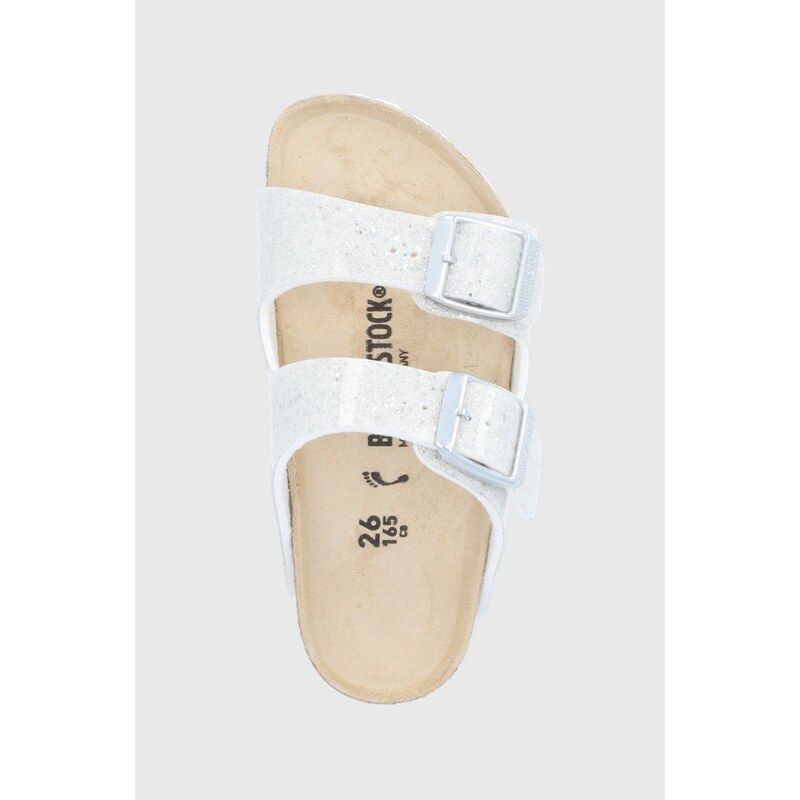 Dětské pantofle Birkenstock stříbrná barva