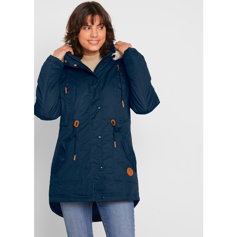 bonprix Vatovaná parka s umělou kožešinou modrá Žena 115721611