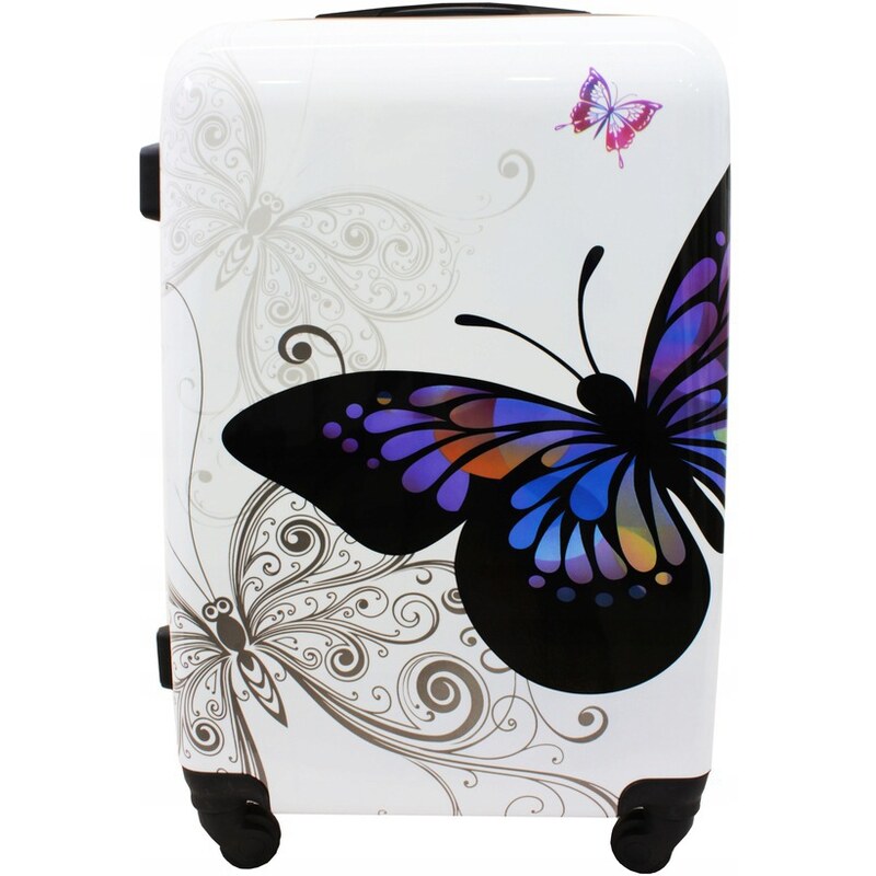 Rogal Bílý skořepinový palubní kufr Butterfly - vel. M