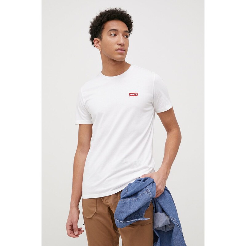 Bavlněné tričko Levi's s potiskem, 79681.0026-Neutrals