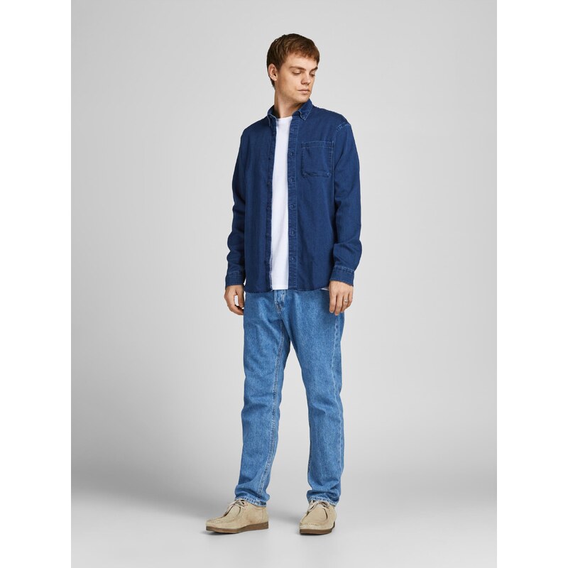 Tmavě modrá džínová košile Jack & Jones Indigo - Pánské