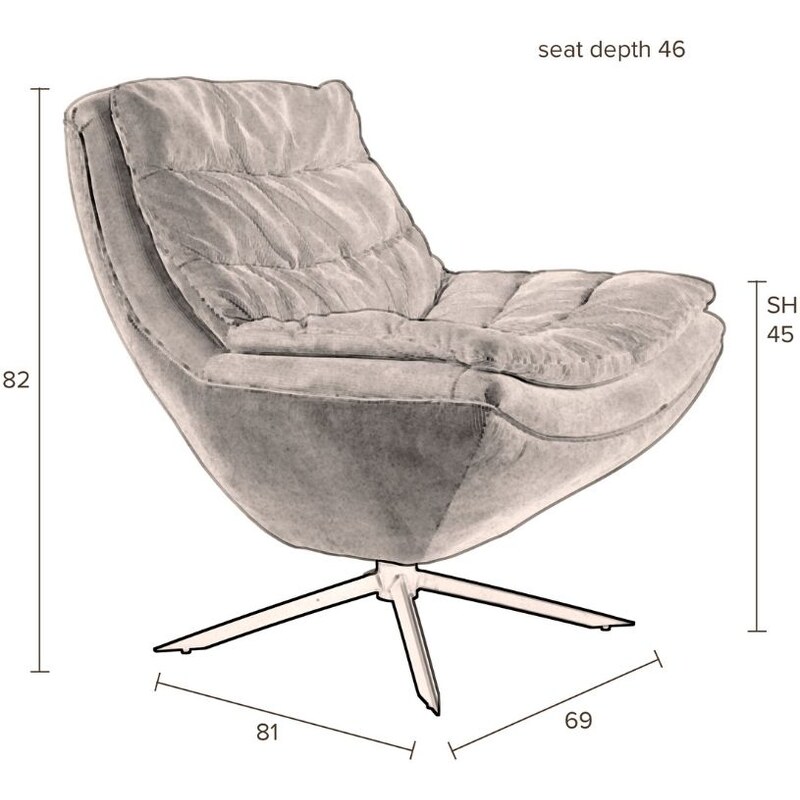 Béžové manšestrové otočné lounge křeslo DUTCHBONE VINCE