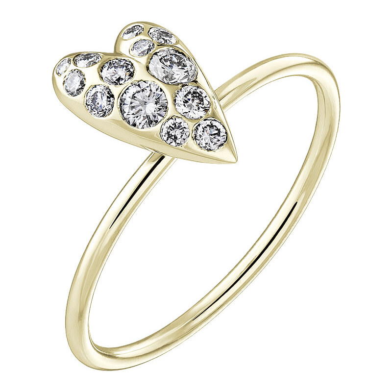 Tiami Prsten ze žlutého zlata s diamanty Cute Heart Sparkling