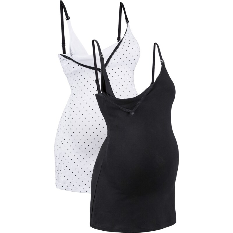 bonprix Kojicí top s organickou bavlnou (2 ks v balení) černá Žena 42312795