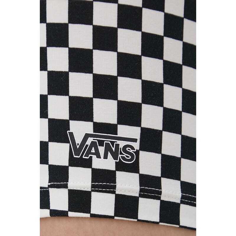 Bavlněné šortky Vans dámské, vzorované, high waist, VN0A7PNE56M1-BLACKWHITE