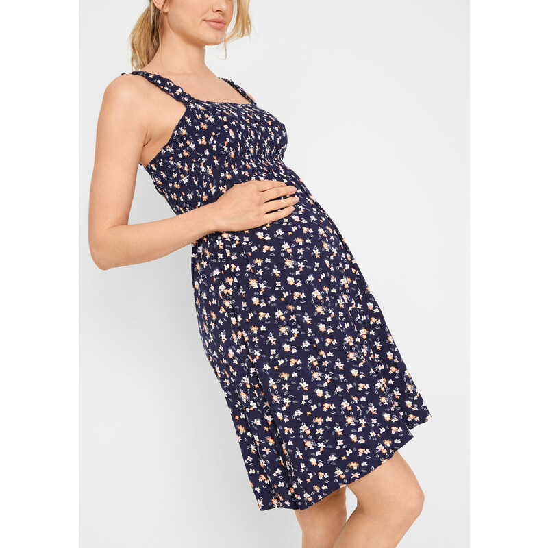 bonprix Těhotenské šaty ze žerzeje s udržitelnou viskózou Modrá