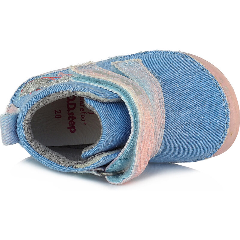 D. D. step barefoot dívčí dětská plátěná obuv blue 070-186