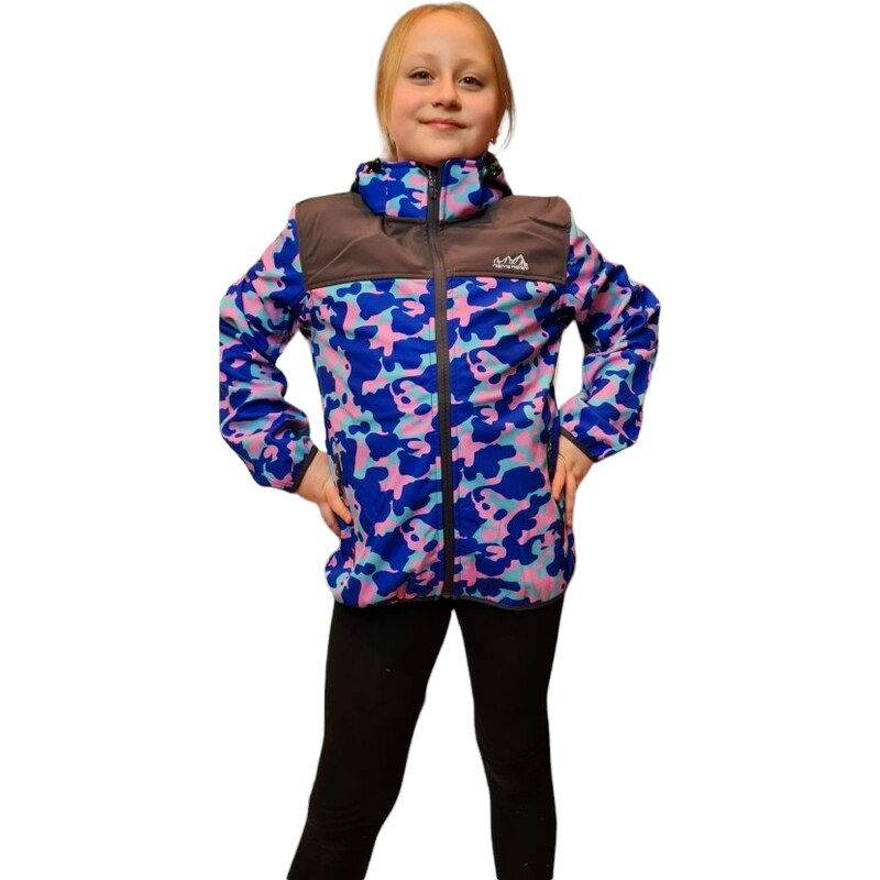Chlapecká / dívčí softshellová bunda - NEVEREST I-6295C, strakatá/ šedý vršek