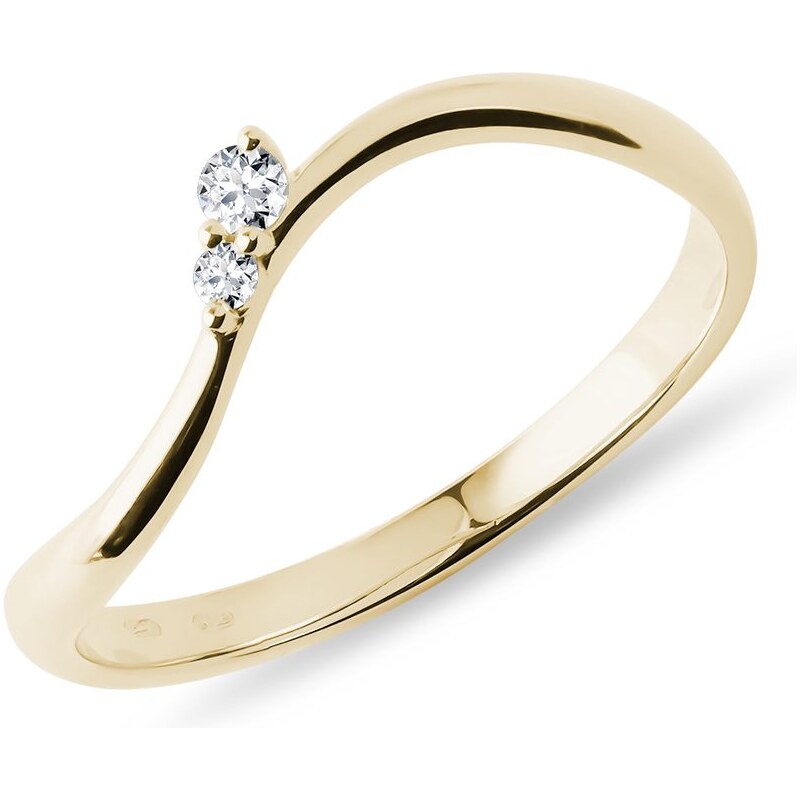 Diamantový prsten waves ze žlutého zlata KLENOTA K0770013