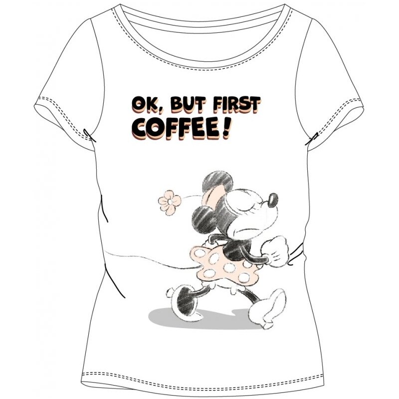 E plus M Dámské pyžamo Minnie Mouse - Disney - motiv Ok, but first coffee - 100% bavlna