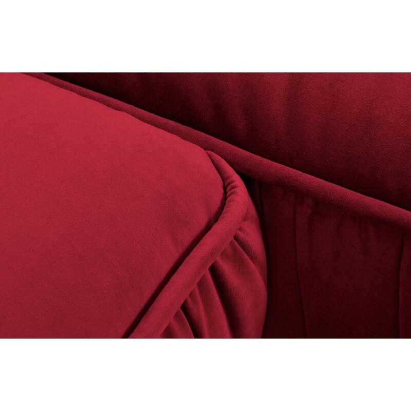 Červená sametová rohová pohovka MICADONI JARDANITE 296 cm, pravá