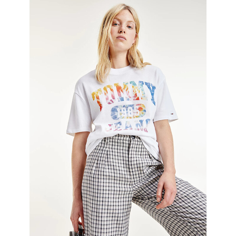 Tommy Jeans dámské bílé oversize triko