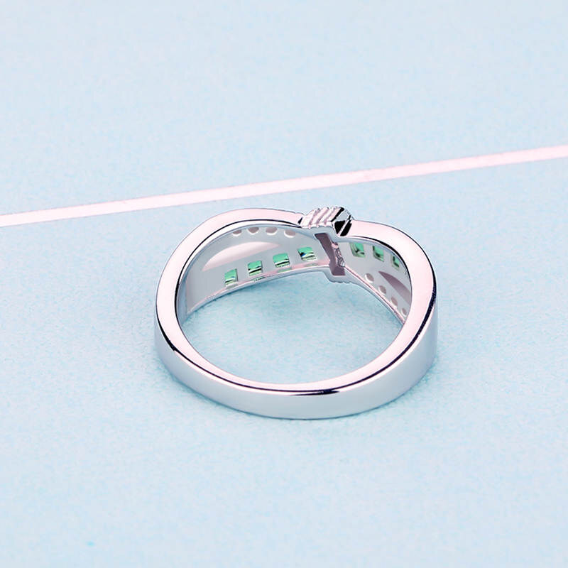 Emporial stříbrný rhodiovaný prsten Zelená mašle MA-MR1002-GREEN-SILVER