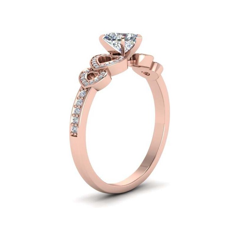 Royal Fashion pozlacený prsten Milovaná srdce 14k růžové zlato MA-R055-ROSEGOLD