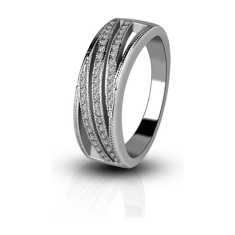Emporial stříbrný rhodiovaný prsten Třpytivé linie MA-MR1007-SILVER