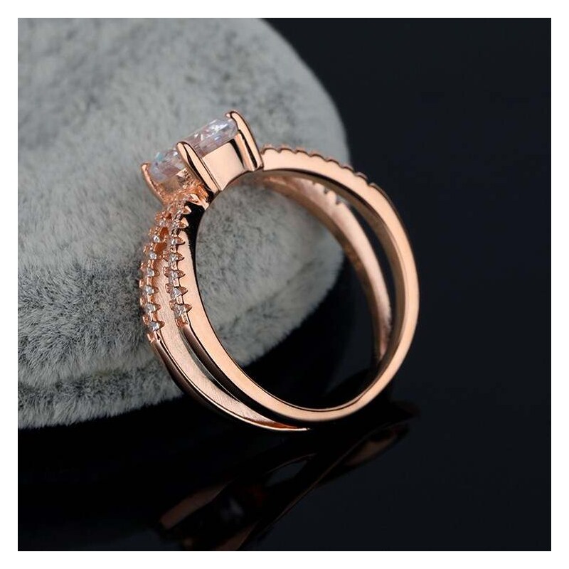 Royal Fashion pozlacený prsten Třpytivé pásky 14k růžové zlato MA-MSR0931-ROSEGOLD