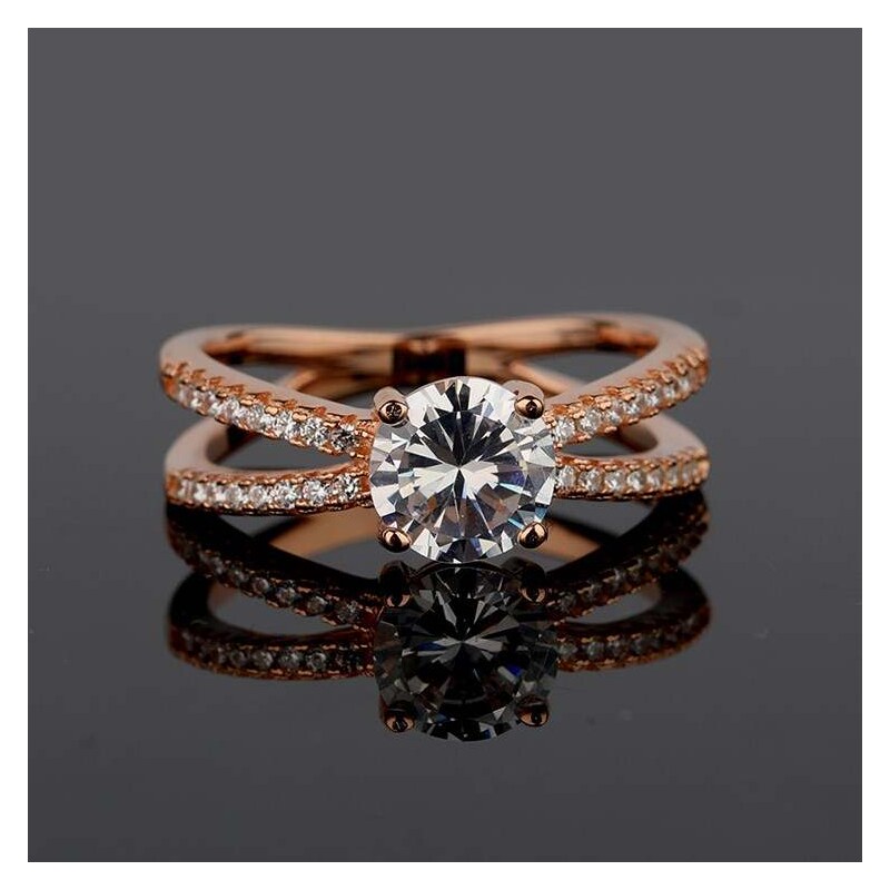 Royal Fashion pozlacený prsten Třpytivé pásky 14k růžové zlato MA-MSR0931-ROSEGOLD