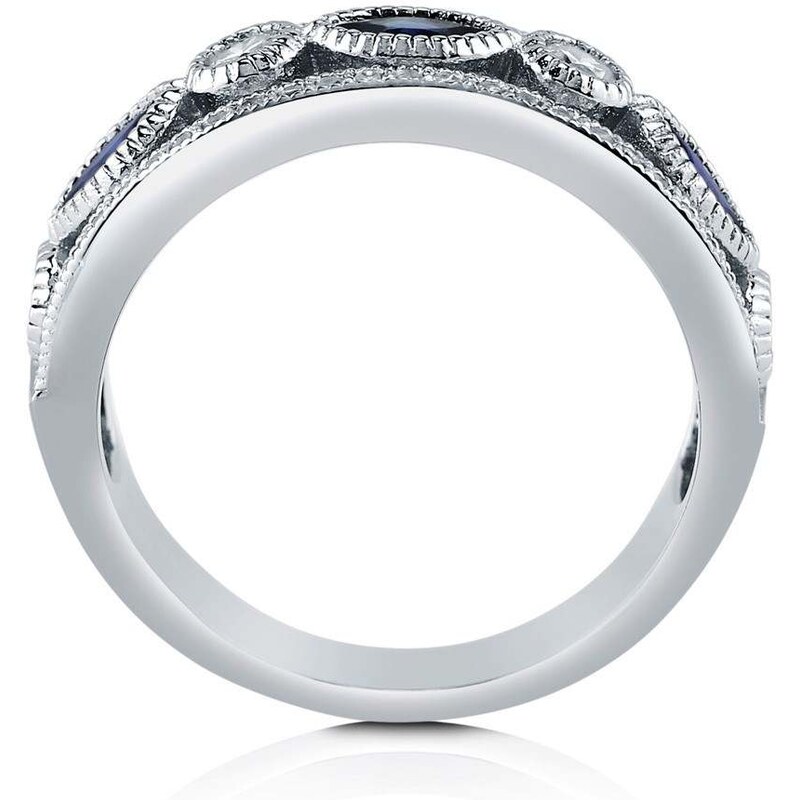 Emporial stříbrný rhodiovaný prsten Safírový kámen MA-R0433-BLUE-SILVER