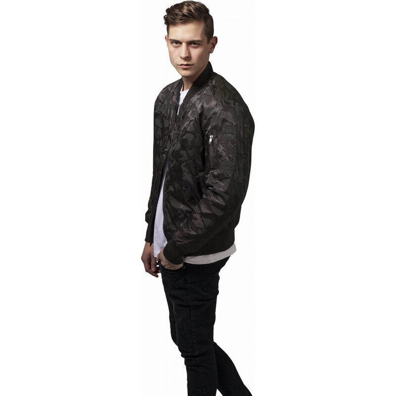 Pánská bunda // Urban classics Tonal Camo Bomber Jacket dark olive