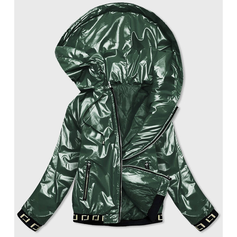 S'WEST Krátká zelená dámská bunda s kapucí (B9787-10)