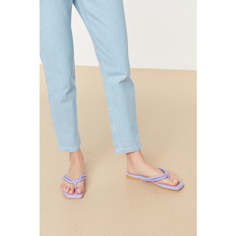 Trendyol Lilac Flat Toe Womens Flip-Flops Slippers