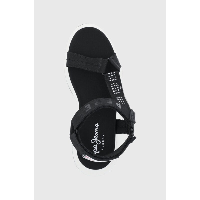 Sandály Pepe Jeans Grub Logo dámské, černá barva, na platformě