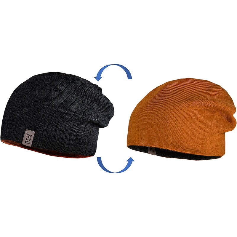 Maximo Dětská oboustranná čepice beanie skořicově hnědá/antracit