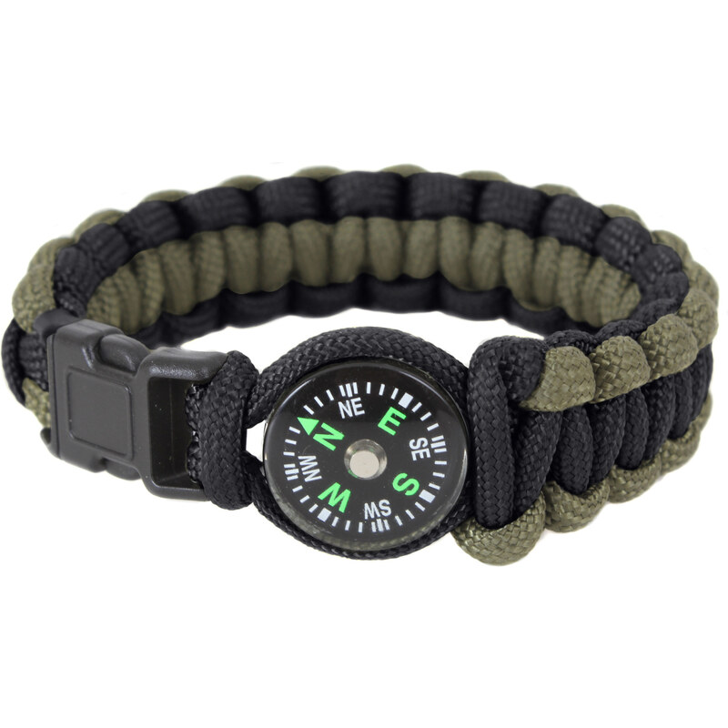ROTHCO Náramek SURVIVAL PARACORD s kompasem zeleno/černý