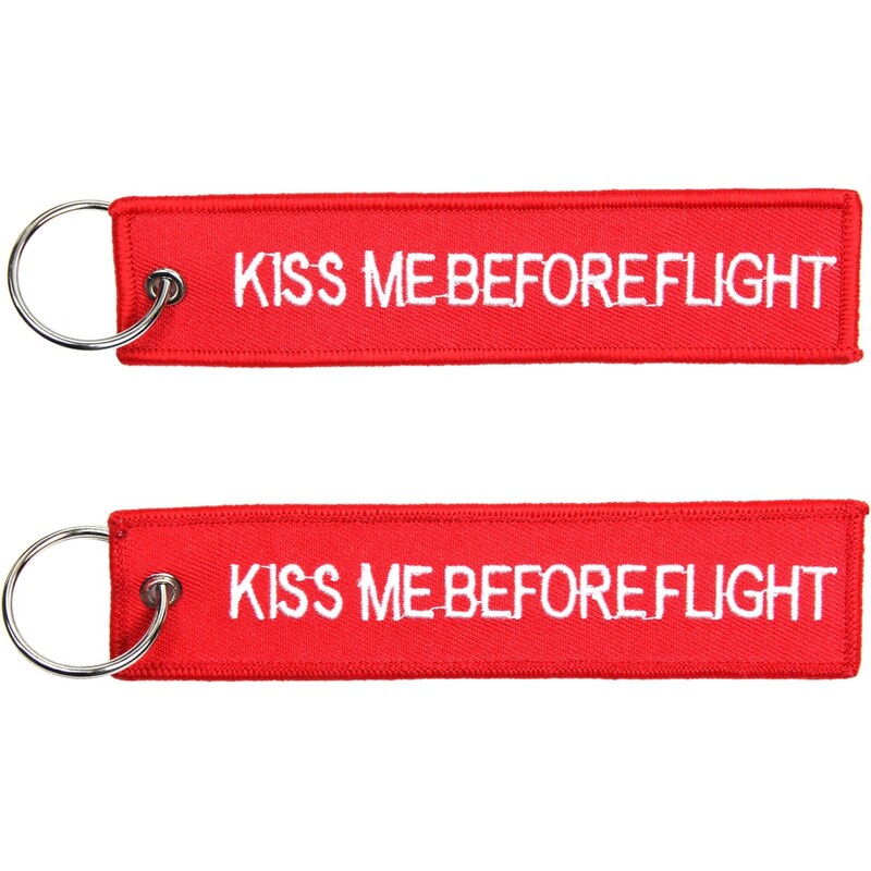 FOSTEX Klíčenka KISS ME BEFORE FLIGHT červená 66857695