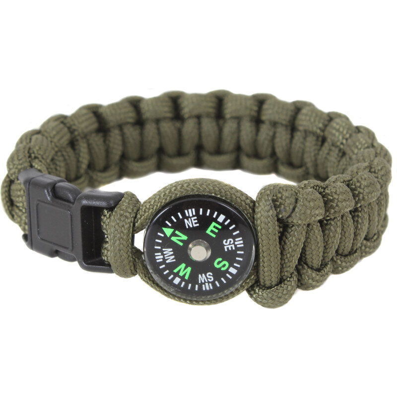 ROTHCO Náramek SURVIVAL PARACORD s kompasem zelený
