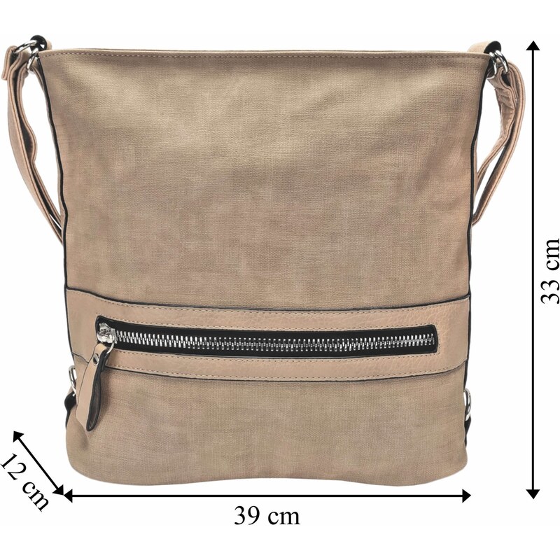 Tapple Velká světle hnědá kabelka a batoh 2v1 s texturou