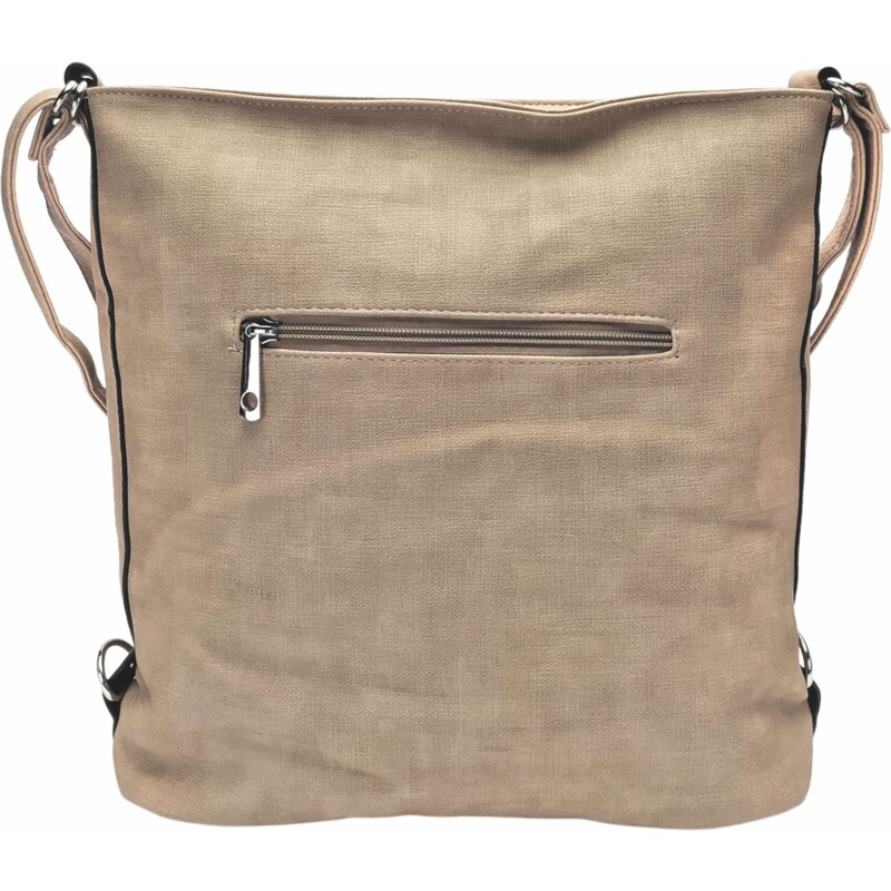 Tapple Velká světle hnědá kabelka a batoh 2v1 s texturou