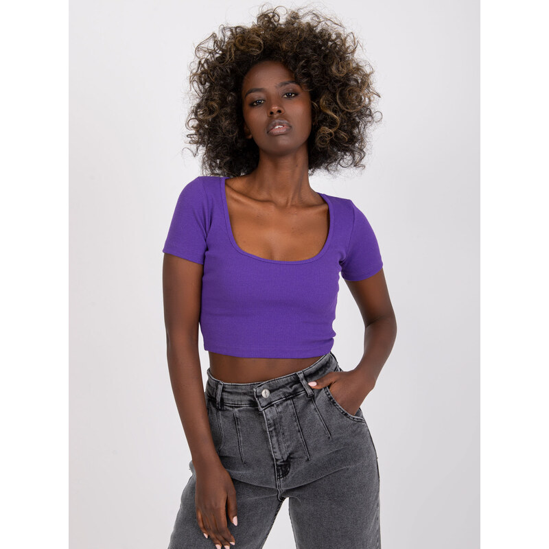 RUE PARIS TMAVĚ FIALOVÝ CROP TOP MONTREAL -DARK VIOLET Fialová