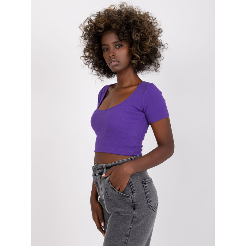 RUE PARIS TMAVĚ FIALOVÝ CROP TOP MONTREAL -DARK VIOLET Fialová