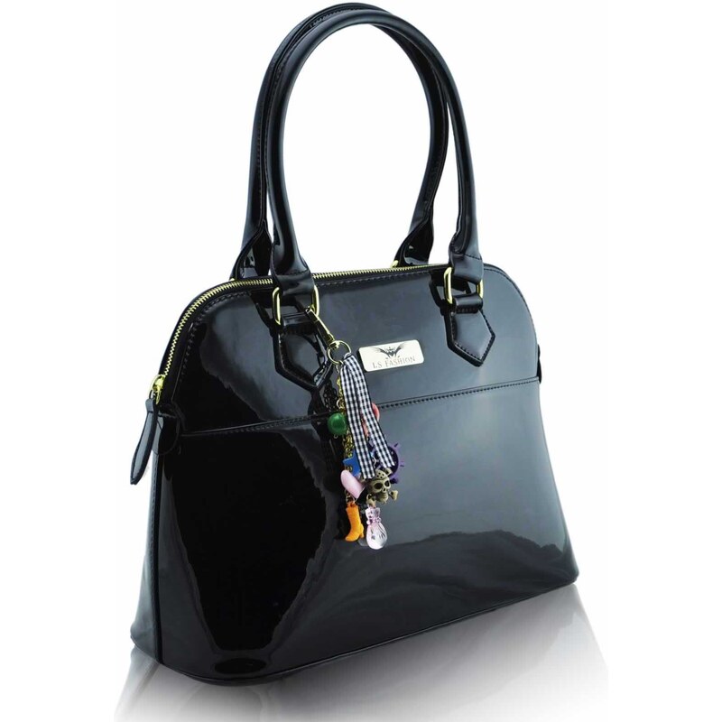 Černá lakovaná kabelka LS fashion LS6001 černá