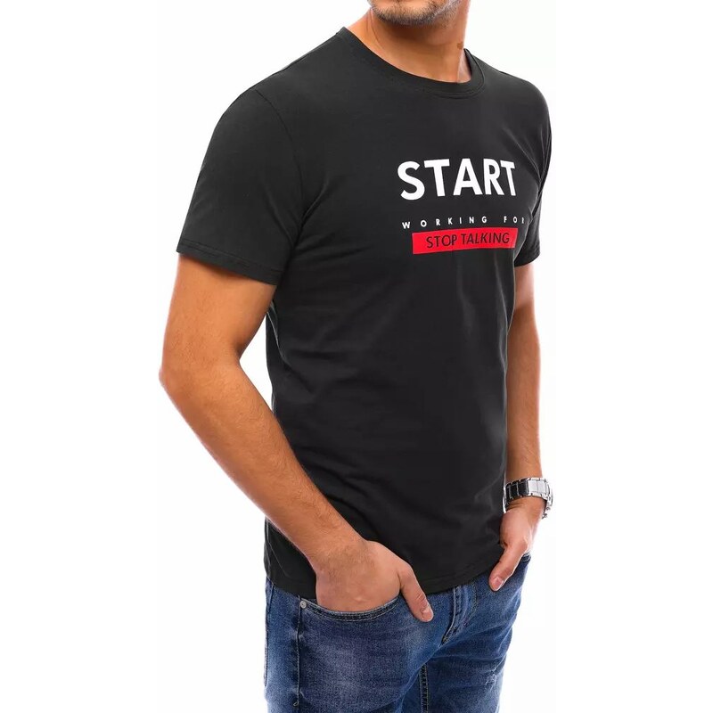 Buďchlap Černé tričko s nápisem Start