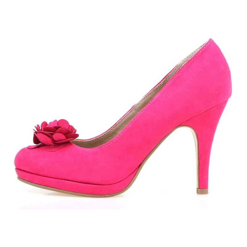 Růžové semišové boty na podpatku Tamaris