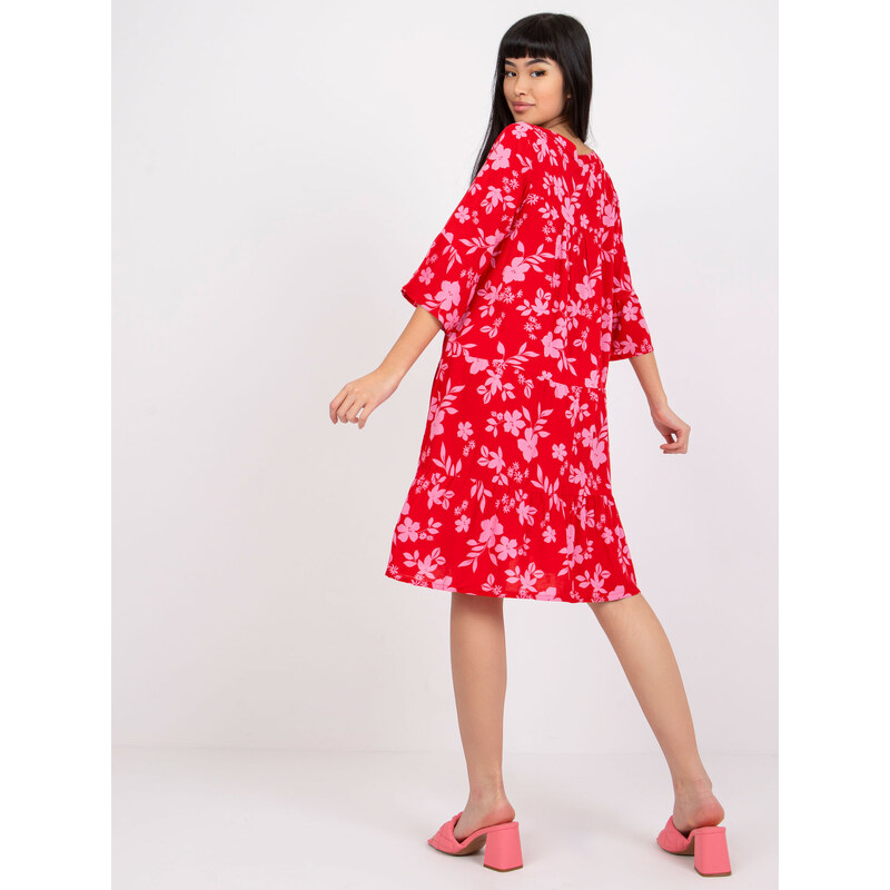 BASIC ČERVENÉ OVERSIZE MIDI KOŠILOVÉ ŠATY -RED Červená