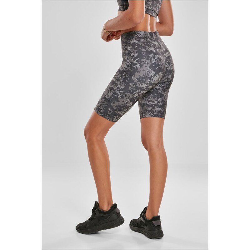 URBAN CLASSICS Ladies High Waist Camo Tech Cycle Shorts - dark digital camo