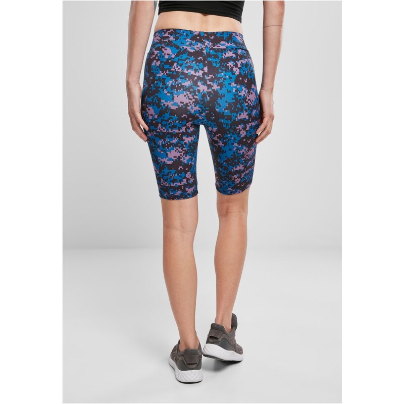 URBAN CLASSICS Ladies High Waist Camo Tech Cycle Shorts - digital duskviolet camo