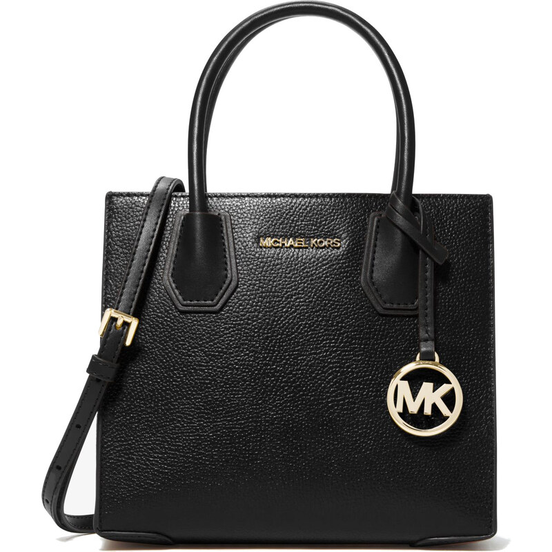 Michael Kors Mercer Medium Pebbled Leather Crossbody Bag Black