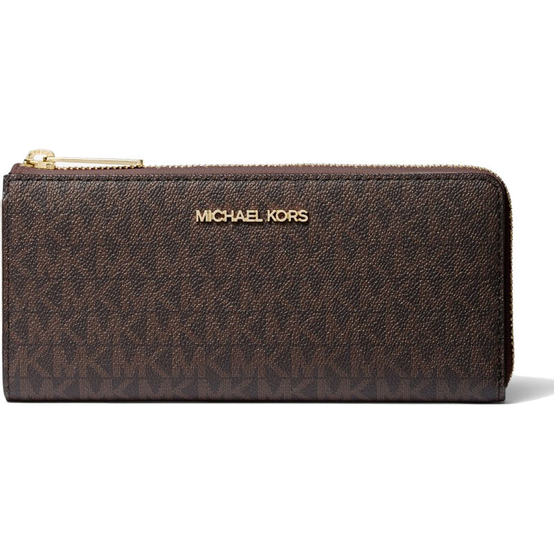 Michael Kors Jet Set Travel Large Logo Quarter-Zip Wallet Brown