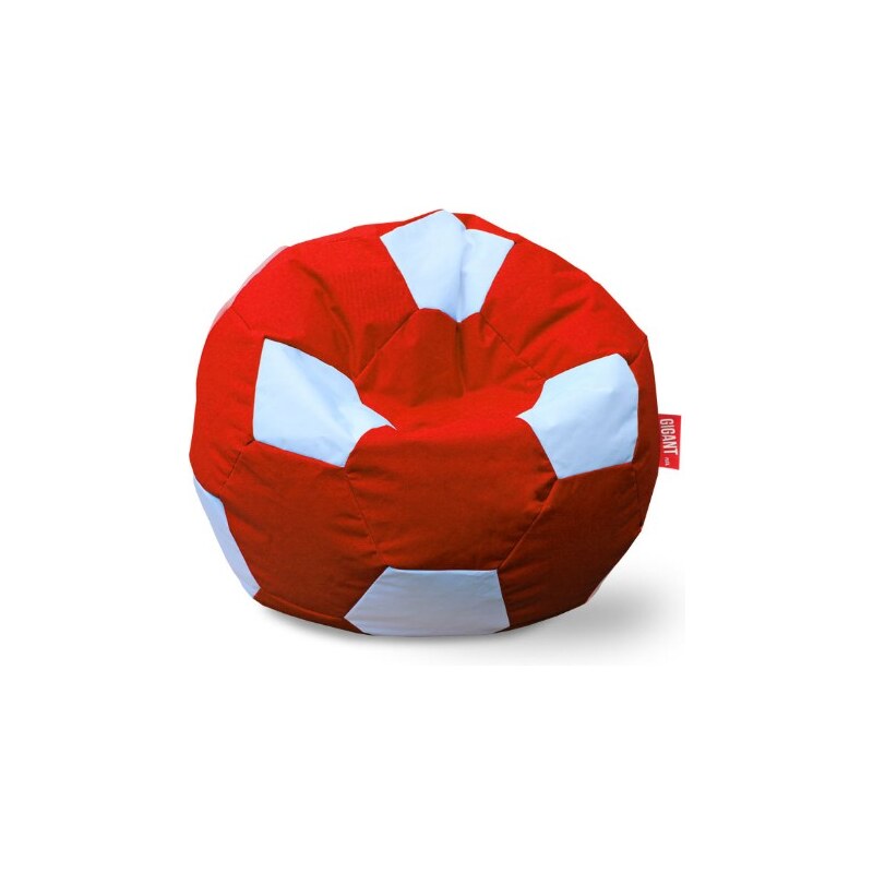 LENO Sedací vak (pytel) fotbalový míč červeno-bílý polyester