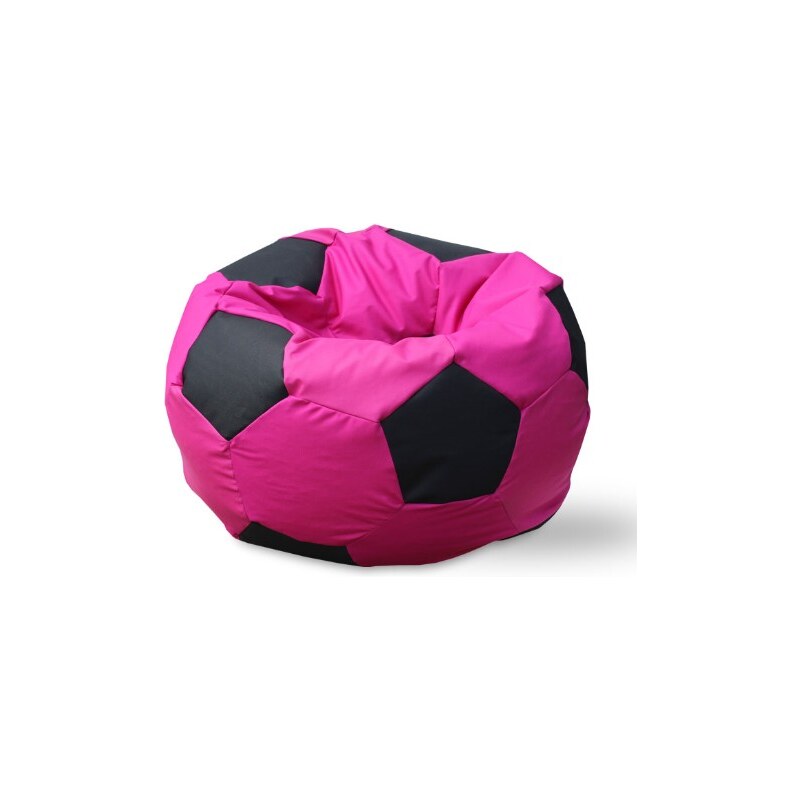 LENO Sedací vak (pytel) fotbalový míč růžovo-černý polyester