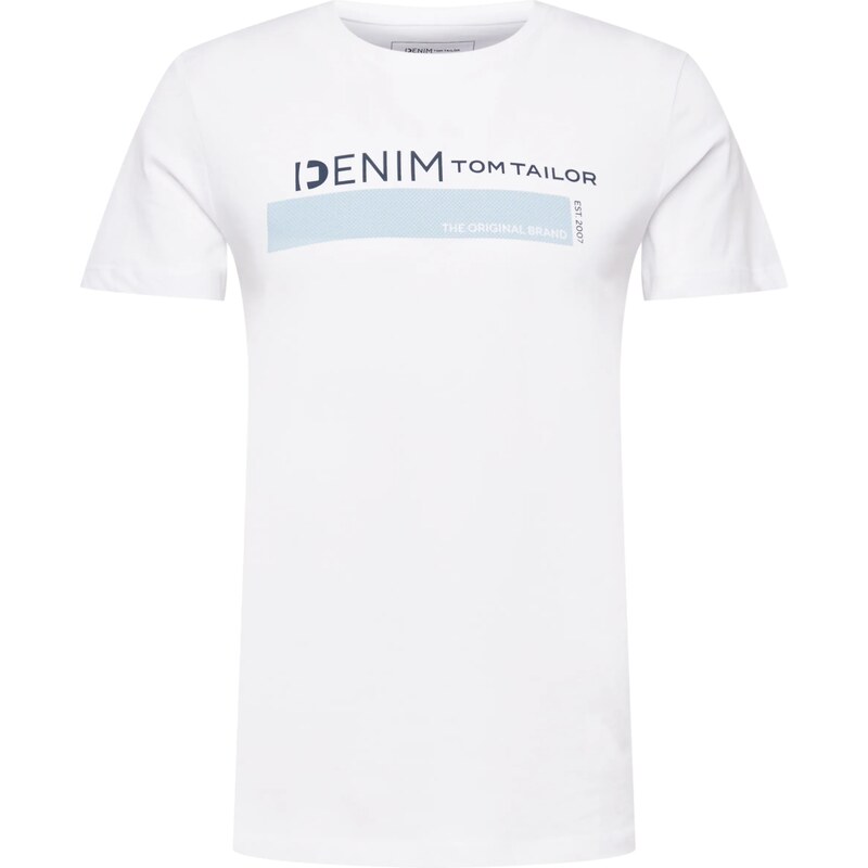 TOM TAILOR DENIM Tričko námořnická modř / světlemodrá / bílá