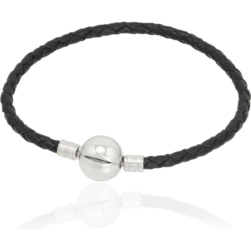 Lindas Jewelry Kožený náramek Černý Chirurgická ocel INR127 67183997